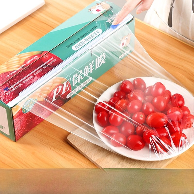 Cling Film Cutting Box PE Food Grade Large Roll For Home High Temperature Resistant Point Break Kitchen Refrigerator Commercial Wholesale
