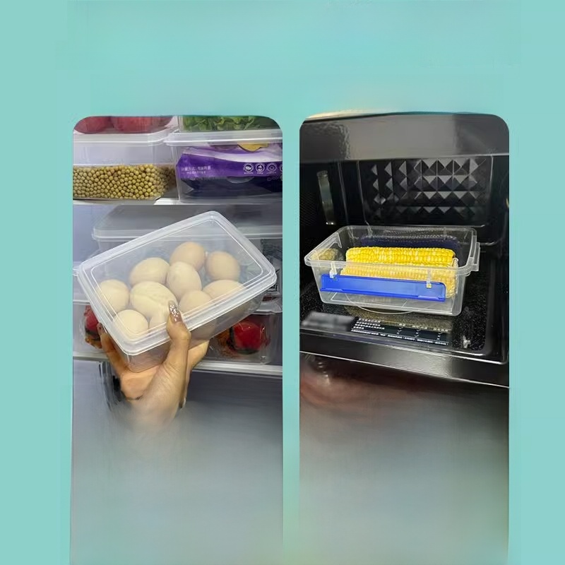 Crisper Transparent Plastic Box Rectangular Refrigerator Special Refrigerated Sealed Food Grade Storage Box Commercial with Lid