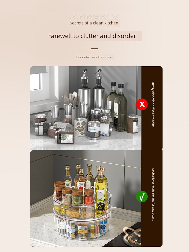 Kitchen Spice Rack Countertop Rotate Storage For Home Complete Collection of Supplies Dedicated Multi-Functional All Kinds of Handy Gadget Seasoning