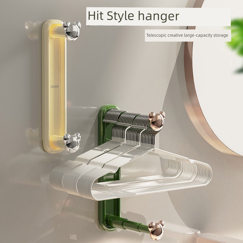 Hanger Storage Fantastic Punch-Free Balcony Clothes Rack Hanging Rod Retractable Wall-Mounted Hanger Clothes Storage Rack