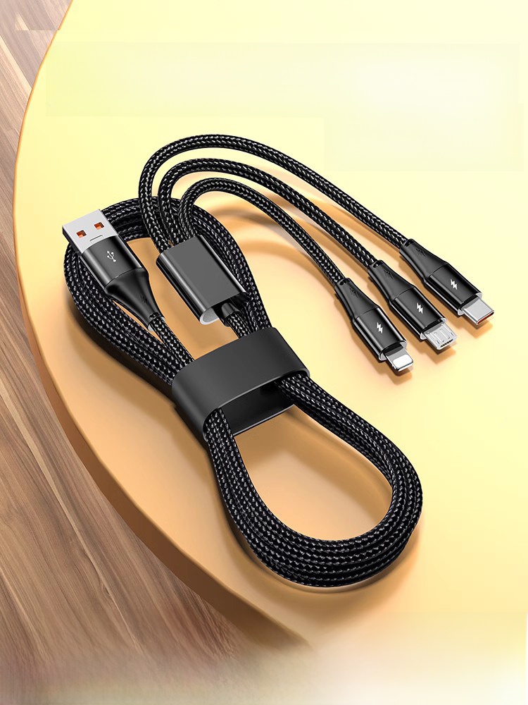 [Super Fast Charge W] BS Data Cable Three-in-One One-to-Three Charger One-to-Three Car 6A Universal Universal Phone USB Multi-Head Multi-Function Applicable to Apple Typec Huawei Android