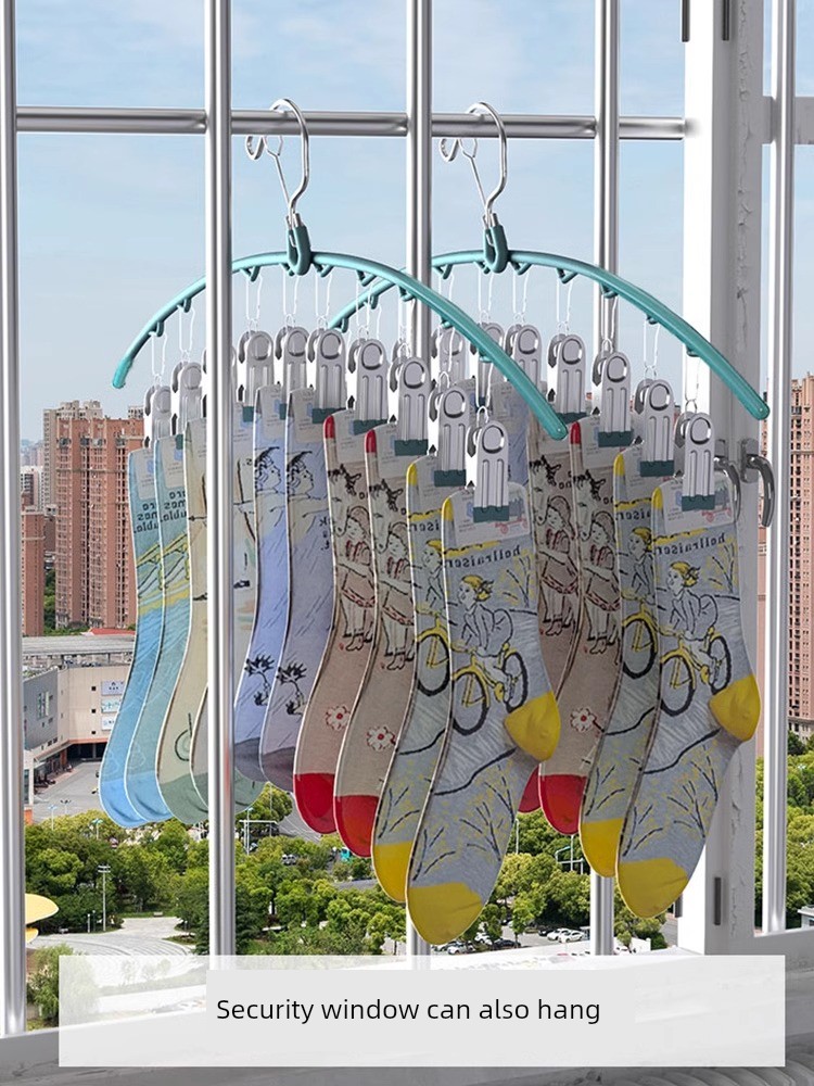 Stainless Steel Socks Drying Hanger Balcony Drying Intimates Underwear Handy Gadget Windproof Socks Clip Multi-Clip Seamless Clothespin