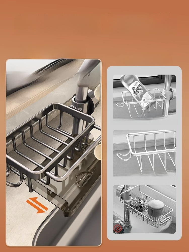 Alumimum Sink Rag Racks Hanging on a Faucet