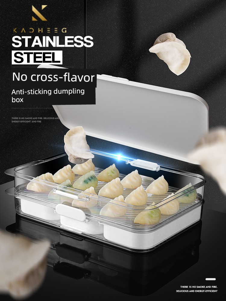 German Dumplings Box Frozen Dumplings For Home Refrigerator Quick-Frozen Dumpling Box Wonton Dedicated Fresh Storage Multi-Layer Tray