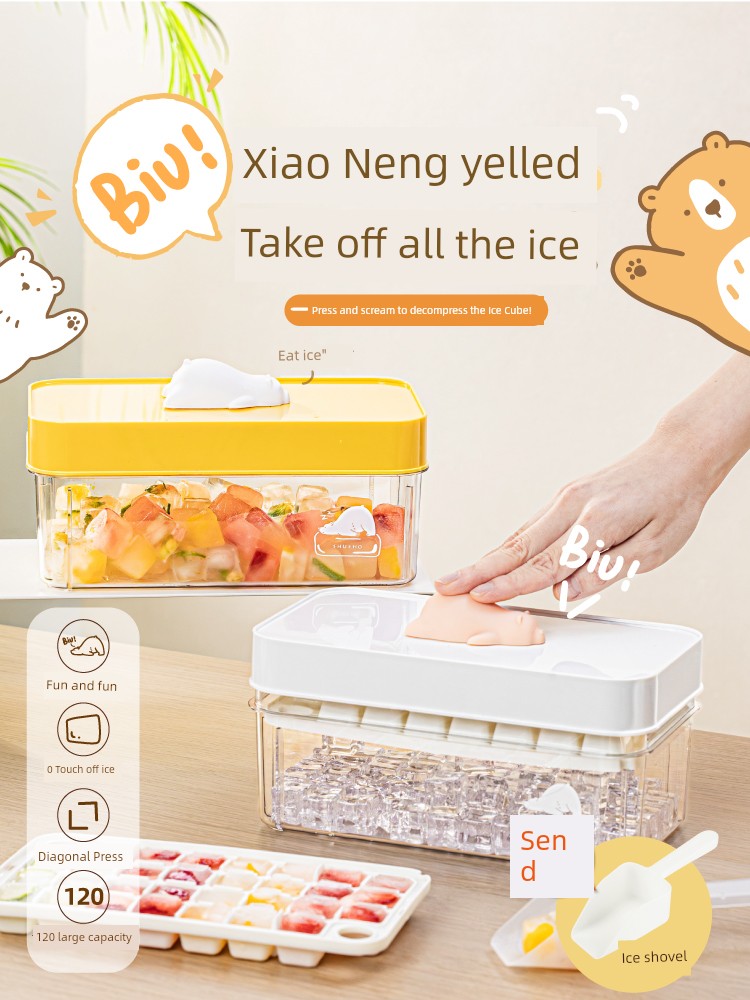 Tree Can Leaning Bear Press Mold Large Capacity Ice Cube Tray