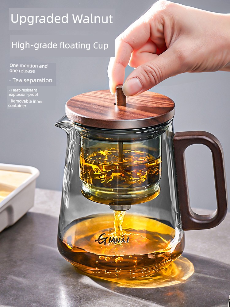 Jie'an Xi Elegant Cup Teapot For Home Heat-Resistant Glass Tea Cup 2024 New Arrival One-Click Tea Water Separation Tea Set