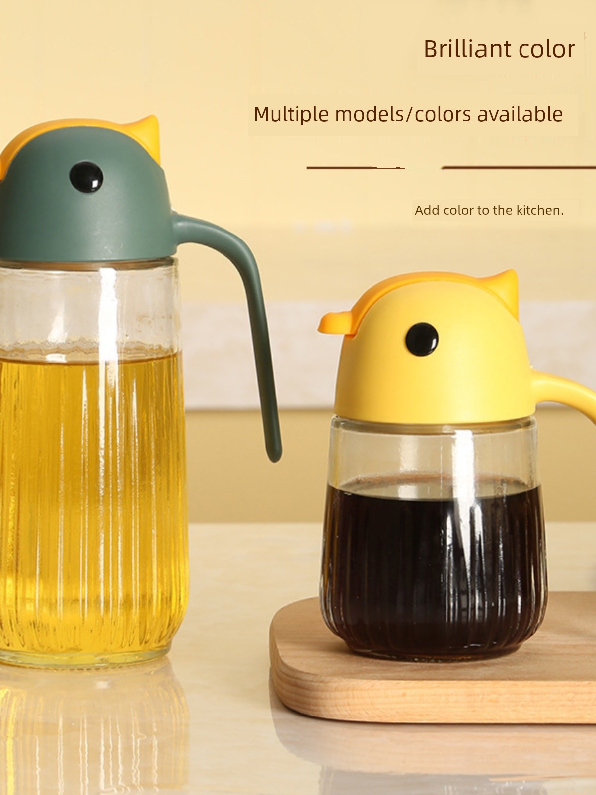 Minimalist Oiler Automatic Opening and Closing For Home Glass Oil Bottle Kitchen Oil Tank Spice Jar with Handle Soy Sauce Bottle Oil Controlling Bottle
