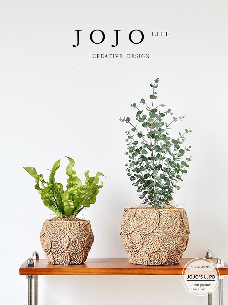 Jojo's L. Pd. Together. Creative Pastoral Style Cement Rattan-like Futon Flowerpot | Gathering Head