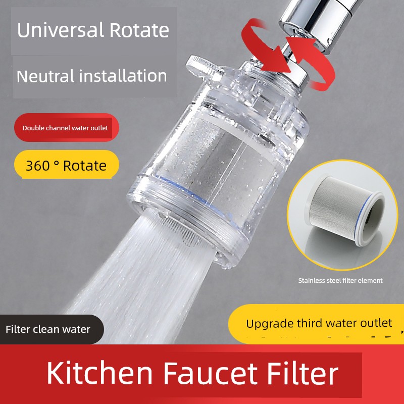 Upgraded Filter Splash-Proof Faucet Kitchen Washing Basin Universal Sprinkler Neutral Universal Mouth Rotatable Handy Gadget