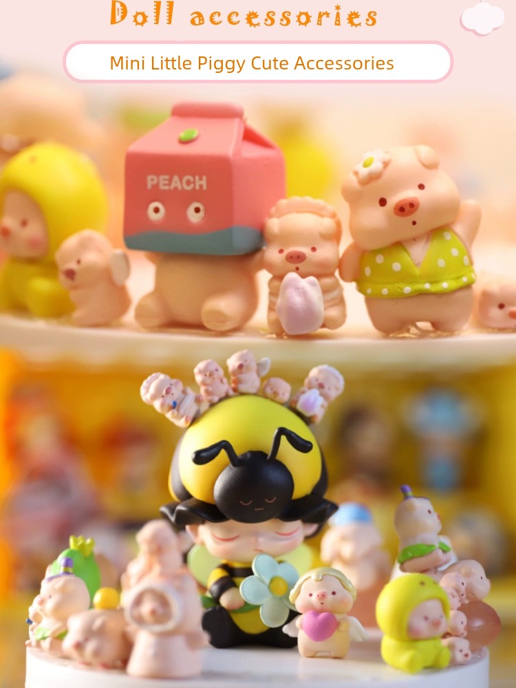 Fashion Play Mini Piggy Ornaments Phone Case DIY Accessories Cake Baking Hand-Made Decoration Doll Small Toy Doll