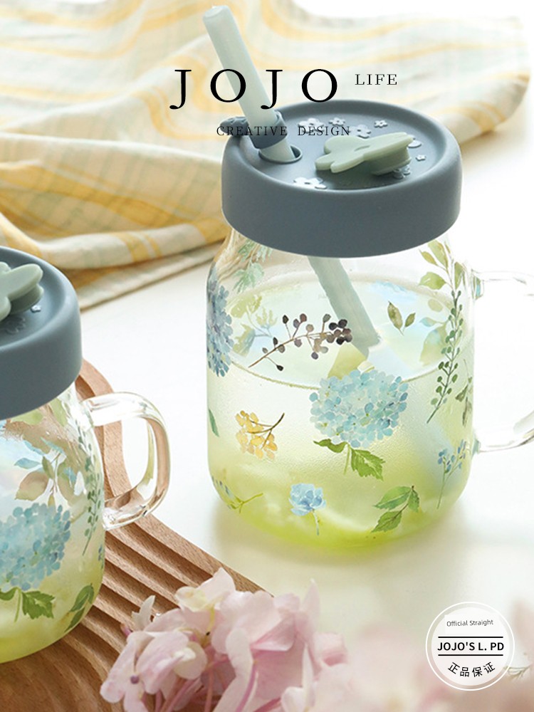 Jojo's L. Pd. Yesterday. Cup with Straw High Temperature Resistant Adult Female Borosilicate Water Cup | Yesterday