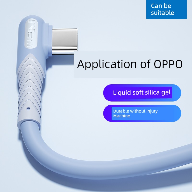 Applicable to Typec Data Cable Tpyec Elbow for Oppo Real Me R17 Charging Cable Reno6 X2 Mobile Phone K7x Find Charging Cable A91 Suit X3pro Super Reno4 Flash Charger 5