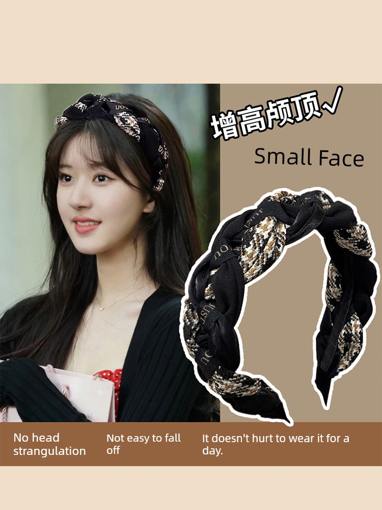 Высокая повязка на голову с вязаным узором 