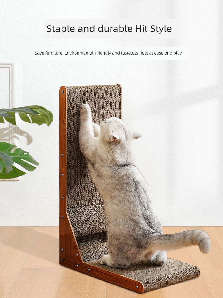 L-Type Cat Scratch Board Vertical Abrasion Resistant Non-Chip Scratch Resistant Cat Climbing Frame Extra Large Corrugated Paper Cat Scratching Board Cat Toy