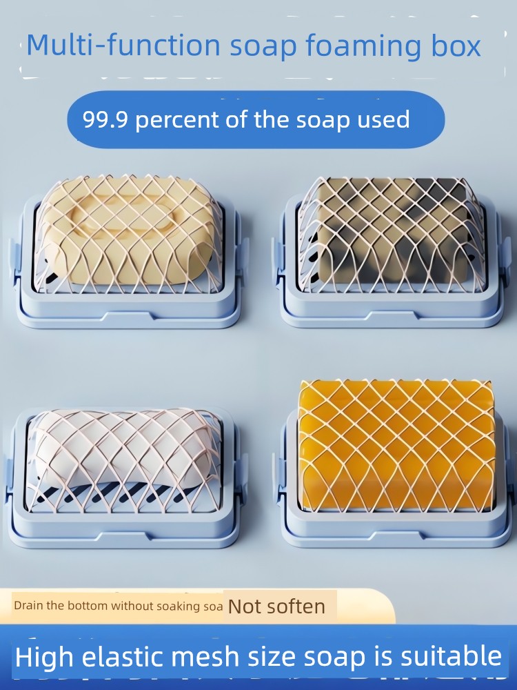 Soap Box New Arrival High Elastic Mesh Foaming Box Multi-Functional Hand Rub-Free For Home Soap Box Storage Rack Draining Rack