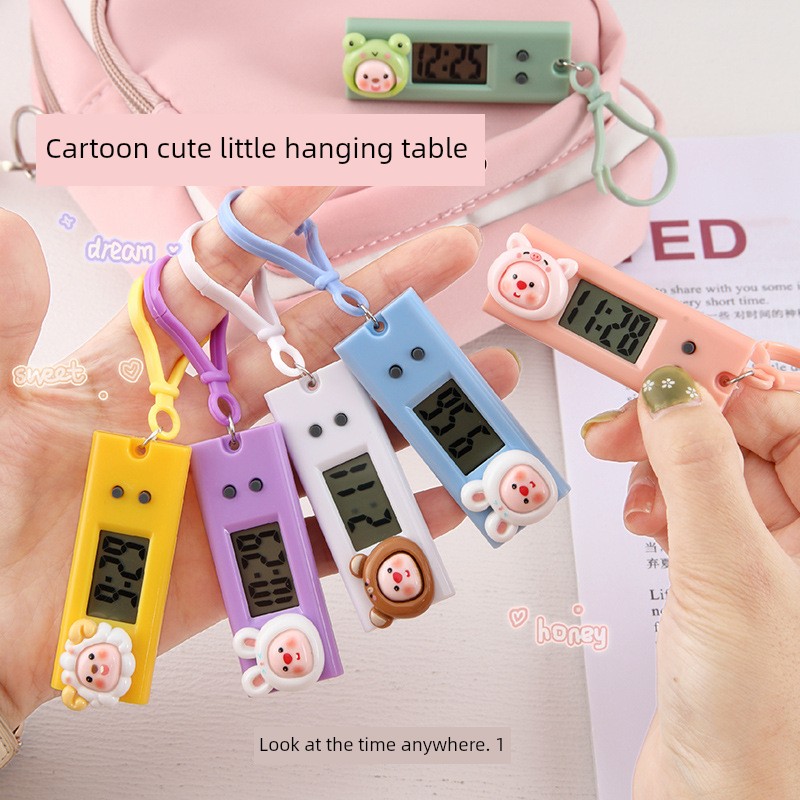 Cute Portable Small Pocket Watch Cartoon Mini Portable Electronic Clock Student Class Schedule Clock-in Timer