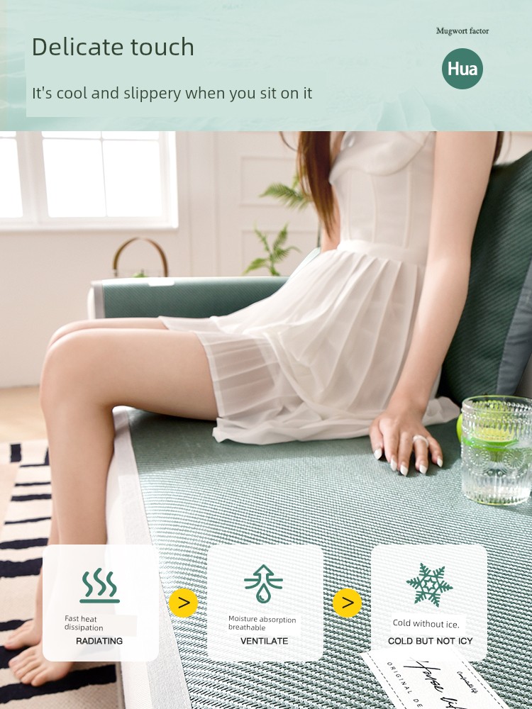 Classy Rattan Mat Sofa Cushion Summer Sofa Seat Cushion for Summer Cover Cloth Ice Silk Non-Slip Cold Feeling Argy Wormwood Cool Pad Cover