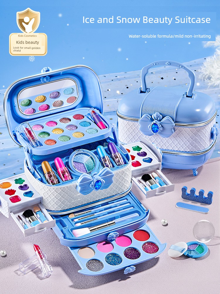 Kids Cosmetics Toys Suit Non-Toxic Genuine Goods Full Set Little Girl Aisha Princess Elsa Makeup Kit Nail Polish