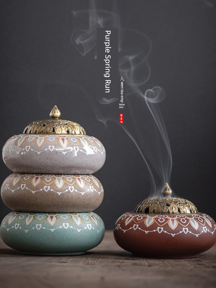 Jojo's L. Pd. Ziquan Stream. Xiangyun Linlang Color Wheel Incense Burner Ceramic Incense Burner Incense Set | Shredded