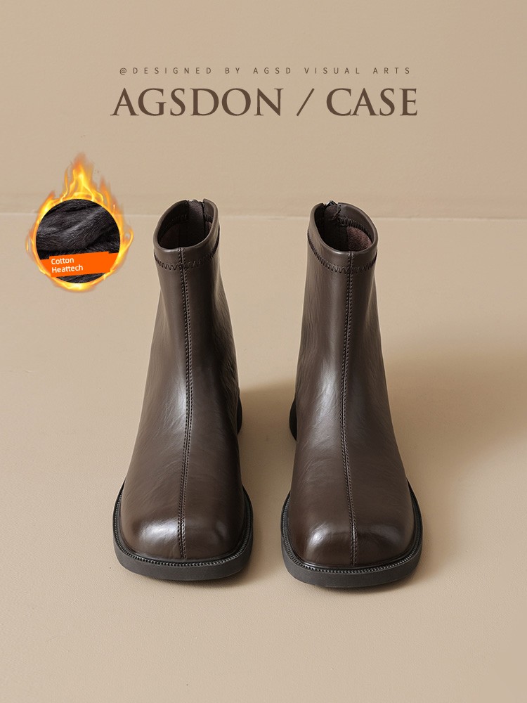 Augusto Fleece-lined Chelsea Boots Women Autumn and Winter 2024 New Martin Boots Snow Cotton Shoes Warm