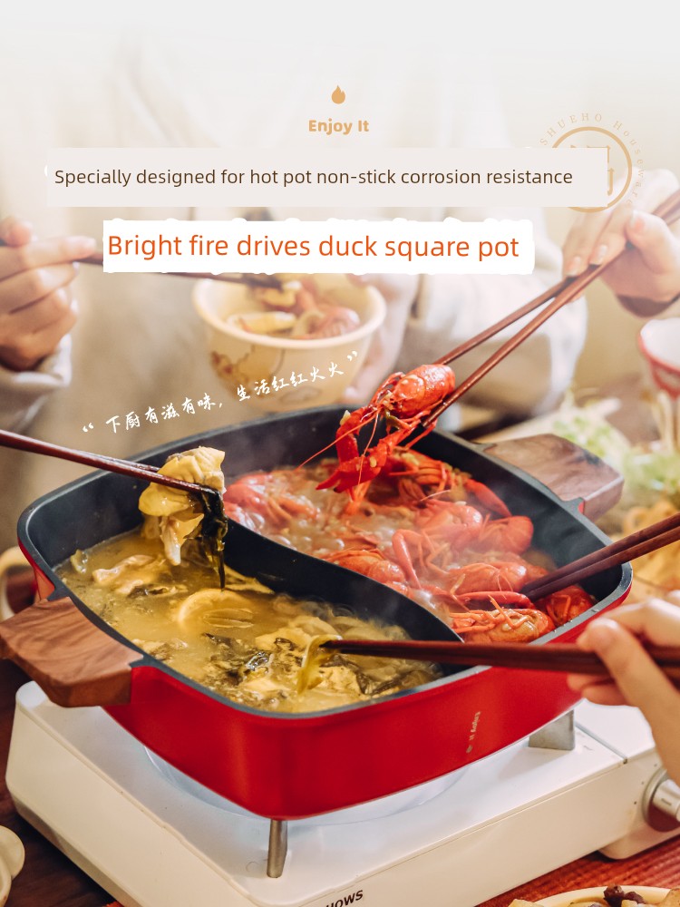 Tree Can Be Red Hot Pot Two-Flavor Hot Pot Hot Pot For Home Induction Cooker Special Use Pot Set Hotpot Integrated Molding Non-Paste Pot
