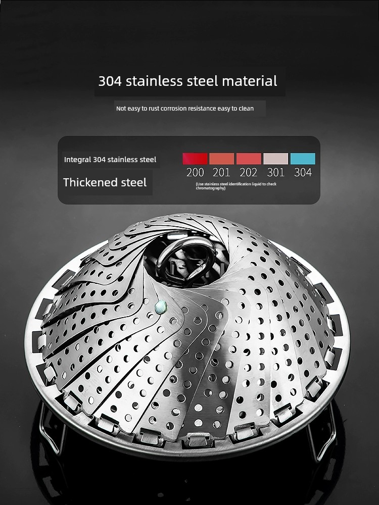 Universal Steamer 304 Stainless Steel Foldable Steamer Tray Bold Multi-Functional Steaming Rack For Home Waterproof Telescopic Steamer