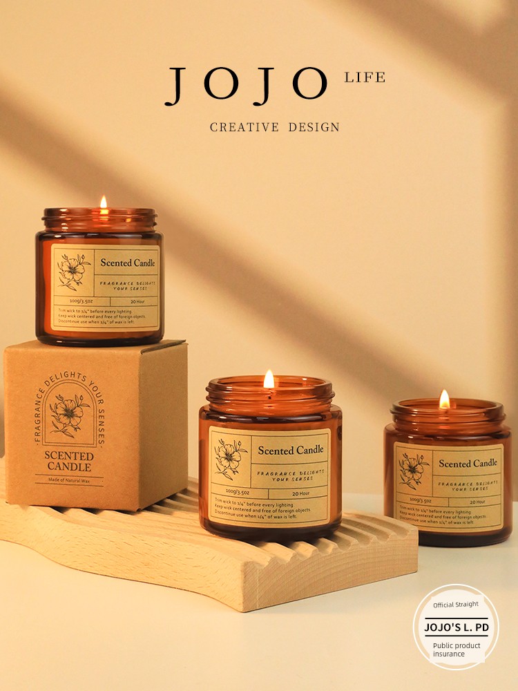 Jojo's L. Pd. Mr. Grocery. Brown Jar Aromatherapy Candle Soy Wax Bedroom Fragrance | Purple