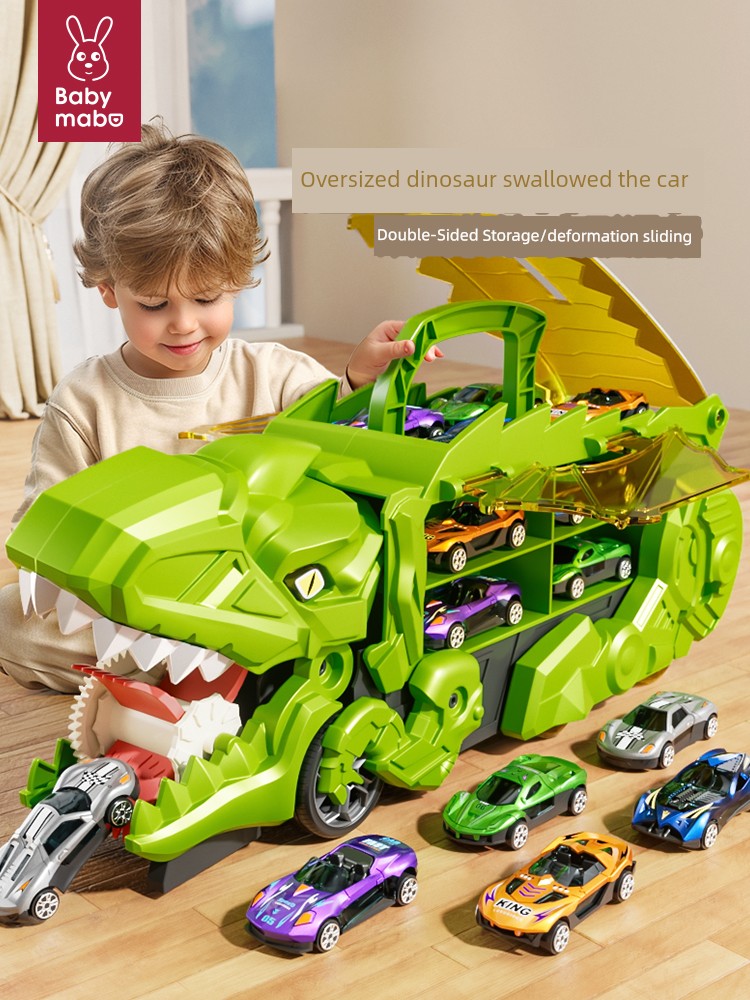 Children Dinosaur Swallow Toy Car Puzzle Boy Deformation Track 2 Car 1 Tyrannosaurus 5 Boy 3 1 6 Years Old 7