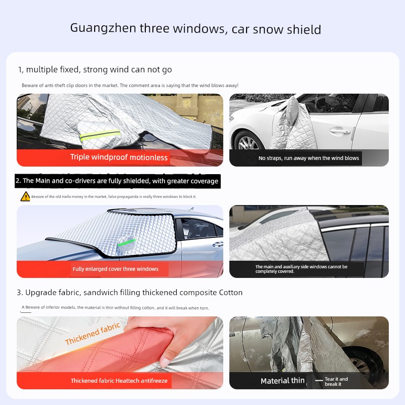 Car Windshield Glass Antifreeze Cover Snow Cover Snow-Proof Cover Anti-Frost Window Winter Thickened Car Cover Sun Shade