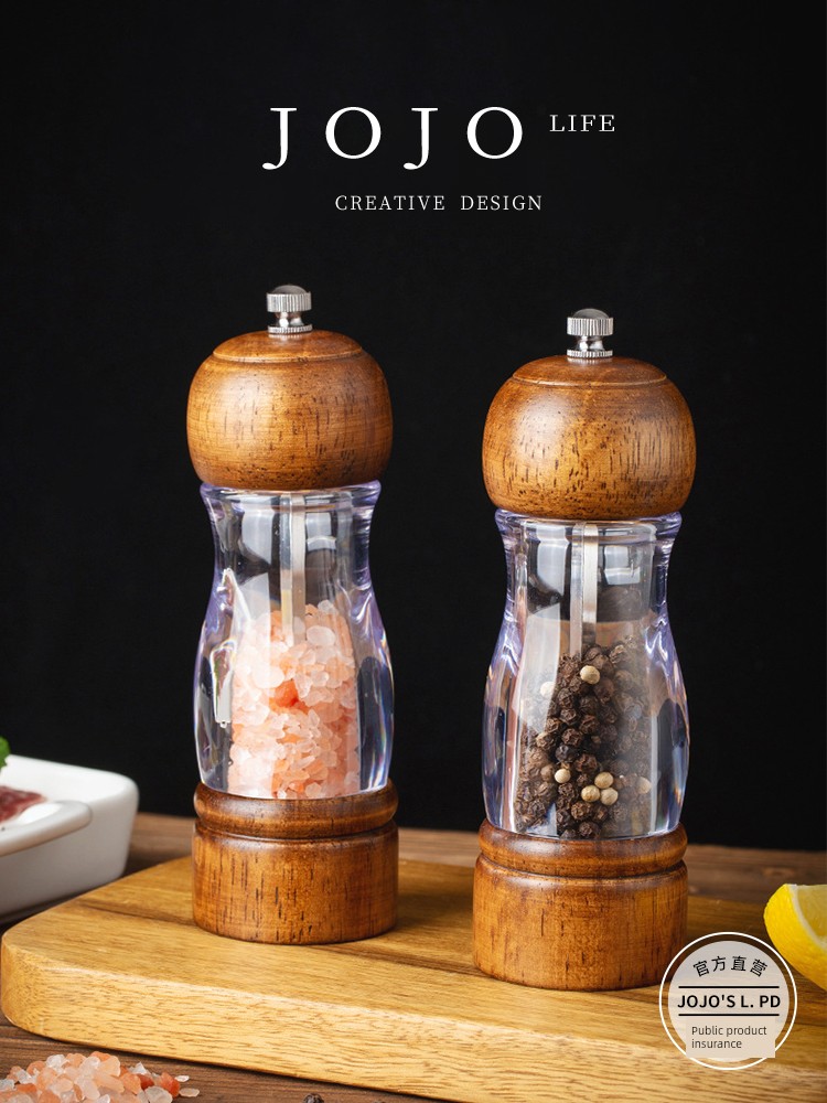 Jojo's L. Pd. Lucky. Grinder Solid Wood Pepper Transparent Plastic Pepper Mill Oak | Ruicheng