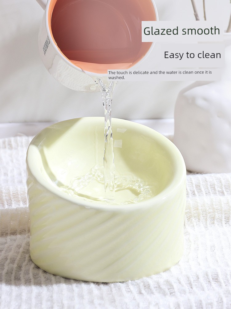 Cat Bowl Ceramic Rice Bowl Food Bowl Cat Food Holder High Leg Oblique Bowl Drinking Bowl Pet Cat Bowl Dog Bowl Not Easy to Knock over