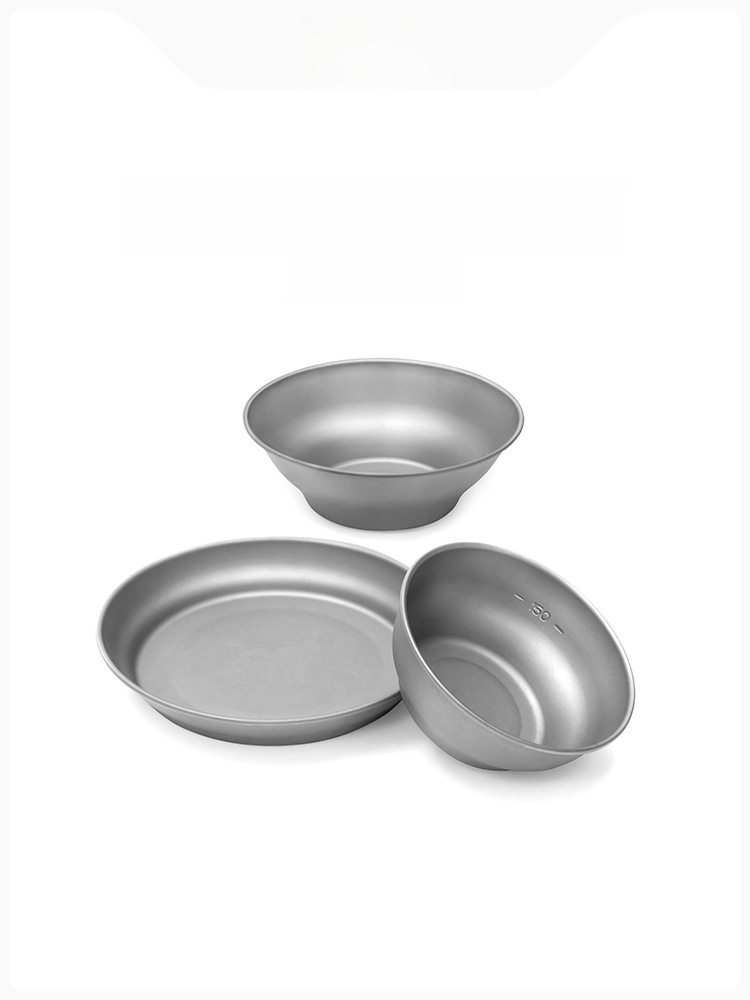 Naturehike Naturehike Loafers Titanium Dish Bowl Plate Outdoor Picnic Barbecue Tableware Pure Titanium Portable Picnic Equipment