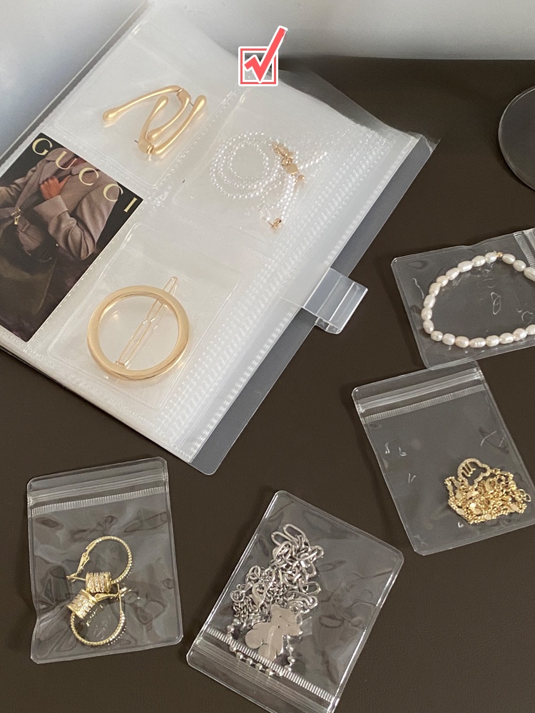 Anti-Oxidation Jewelry Storage Book Portable Earring Ring Cosmetics Bag Travel Necklace Storage Clip Women's Sealed Handmade