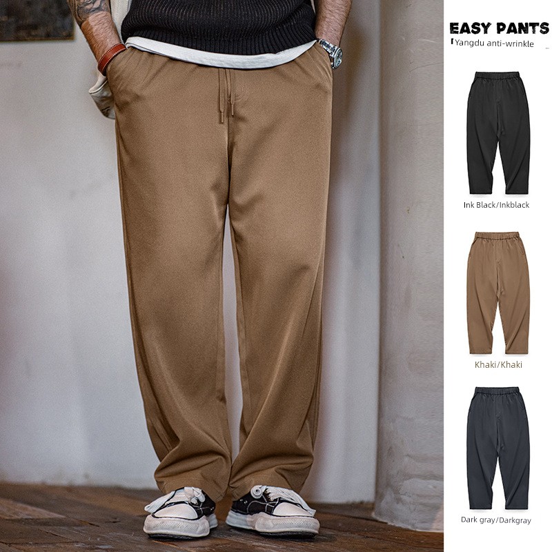 Madden Parka American Style Four-Sided Elastic Easypants Casual Pants Non-Ironing Anti-Wrinkle Loose Straight Trousers Men's Autumn