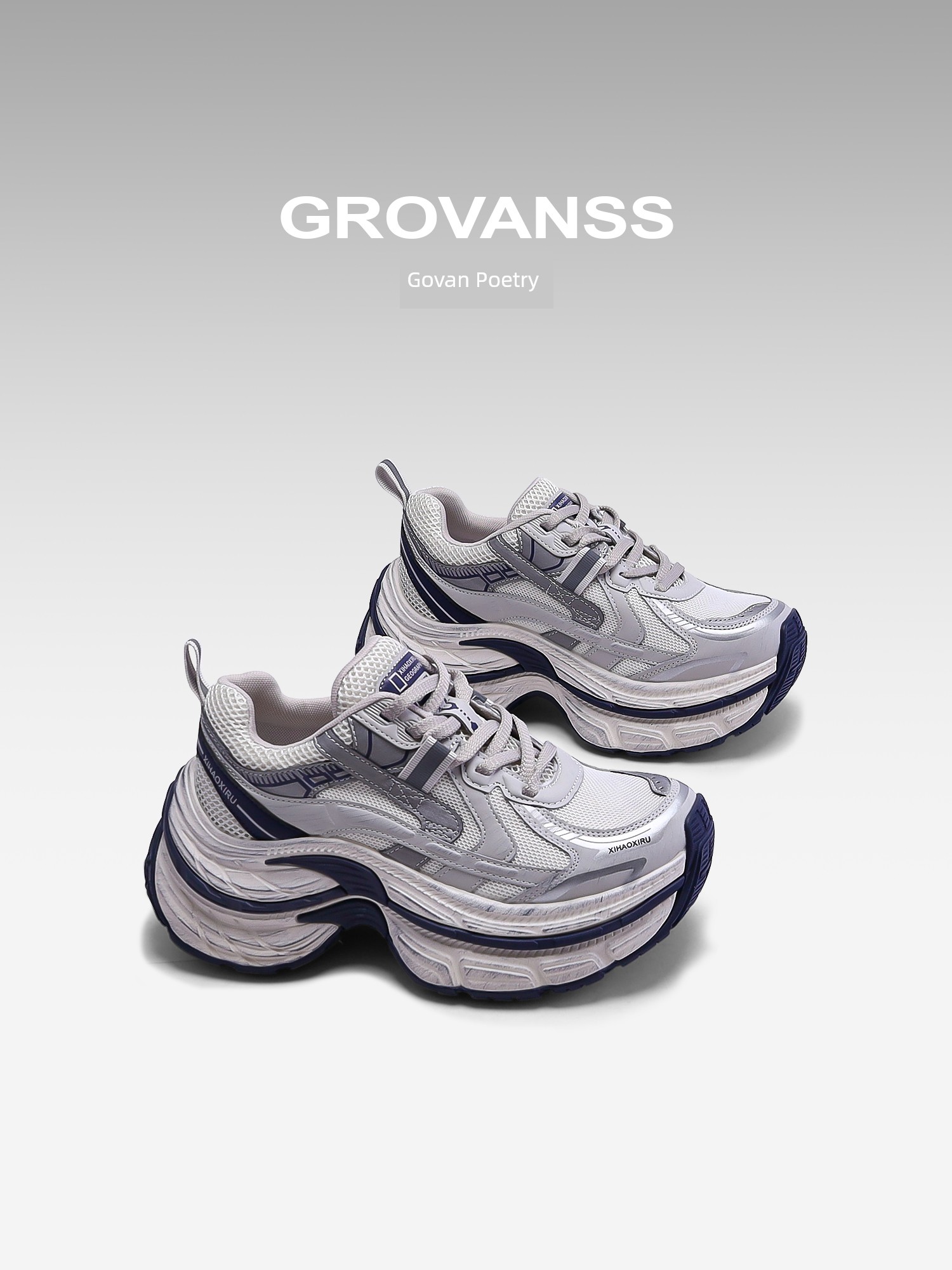 Goldfarm Poetry 2025 New Dad Shoes Women's Brush Color Retro Small Height Athleisure Running Shoes Show Feet Small