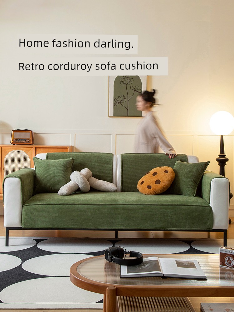 Corduroy Sofa Cushion 2025 New Arrival All Year Round Neutral Non Slip Leather Sofa Seat Cover Cover Cloth Winter Stuffed Cushion
