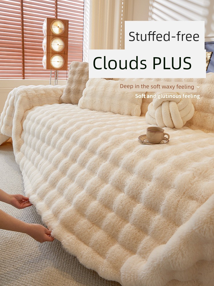 Winter Thickened Bunny Cashmere Sofa Cover Cloth Accessible Luxury Fancy 2025 New Arrival Blanket Cream Wind All-Inclusive Sofa Cover