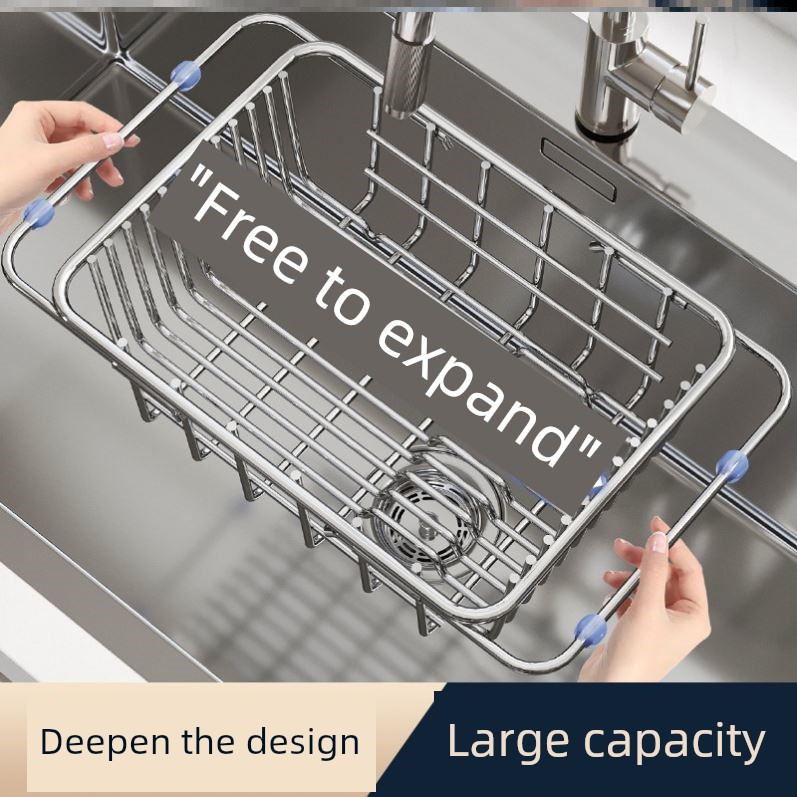 Sink Drainage Basket Stainless Steel Sink Washing Basin Retractable Kitchen Storage Rack Bowl Dish Storage Rack Kitchen Supplies