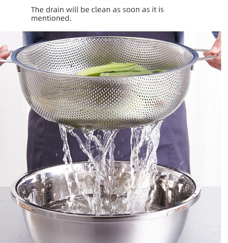 Extra Large Thickened Stainless Steel Basket Rice Washing Filter Rice Washing Drain Basket For Home Kitchen Commercial Bowl Strainer Washing Vegetable Basket