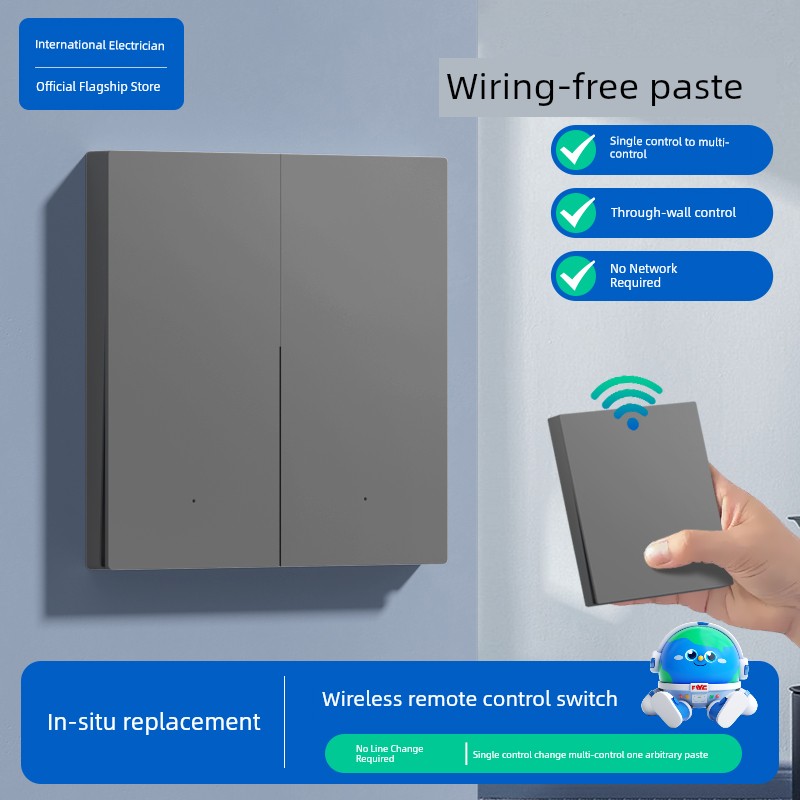 Wireless Remote Switch Panel Wiring Free 220V For Home Remote Control Light Notepaper Dual Control One Or Two Open Bedroom