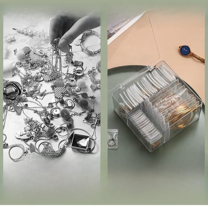 Jewelry Storage Box Anti-Oxidation Transparent Earrings Ear Stud Necklace Jewelry Earrings Buggy Bag Envelope Bag Bracelet Bracelet