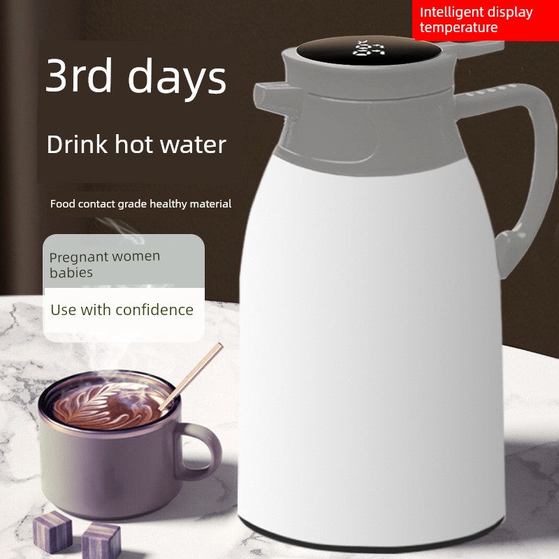 Water Bottle Home Dormitory Large Capacity Screen Display Water Kettle Pot Water Kettle Tea Bottle Cup Insulation Hot Water Bottle Hot Thermos Insulation