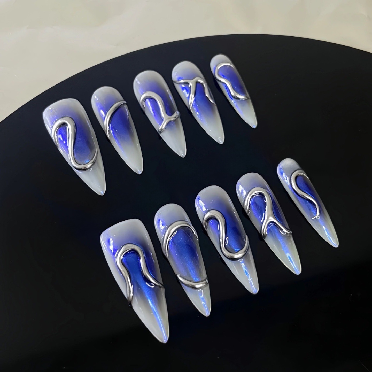 Saibo Blue Light | Handmade Wear Nail Liquid Mechanical Future Almond Style Manicure Dark Manicure