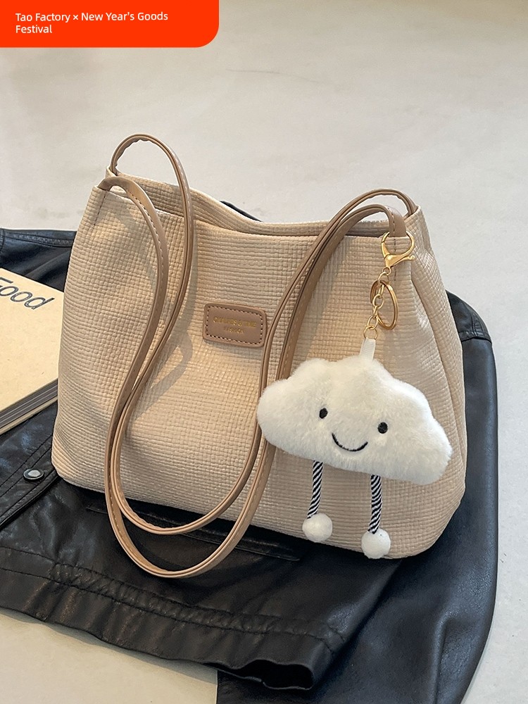Bag Large Capacity Women's Summer Canvas Shoulder Bag Versatile Handheld Commuter Tote 2024 New Crossbody Bag