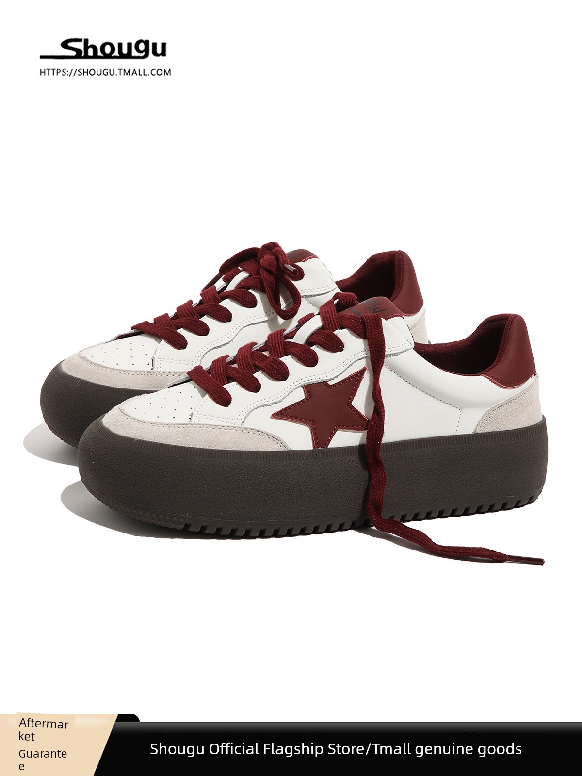 Shougu Platform Shoes Thick-Soled Leather Big Head Bread Shoes Female 2024 Autumn New Arrival Super Hot All-Matching Student White Shoes Tide