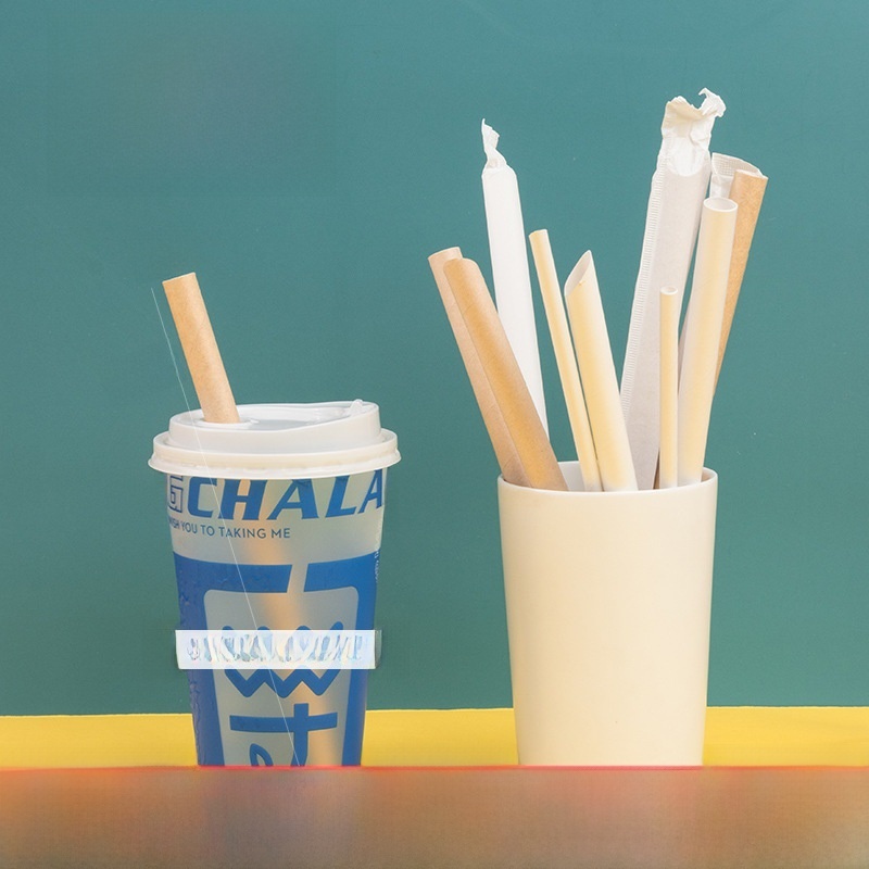 100 PCs Straw Disposable Independent Packaging Paper Bubble Tea Coffee Degradable Food High Temperature Resistance
