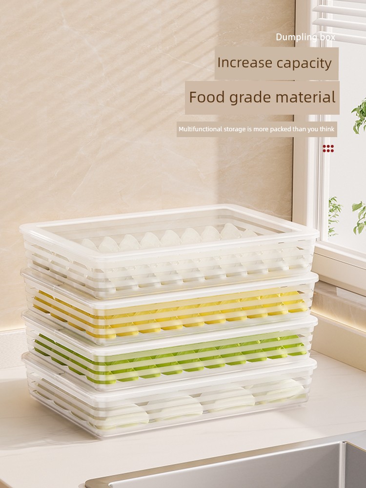Food Grade Dumplings Box Sealed Dumpling Tray Refrigerator Storage Box Sub-Packaging Wonton Box for Quick-Freezing and Freezing
