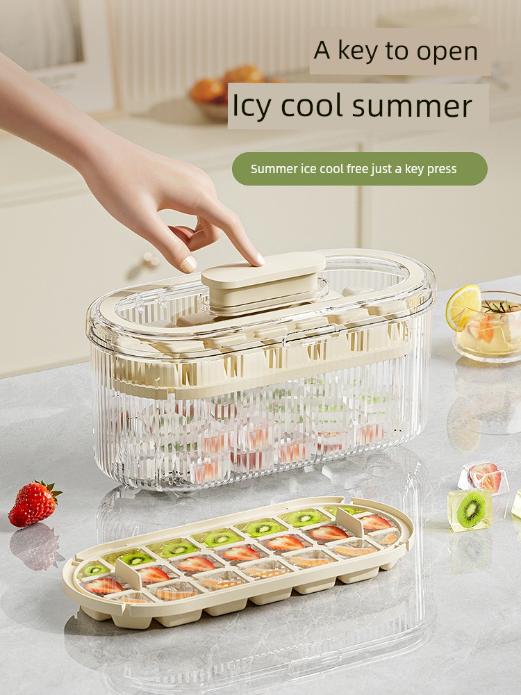 Summer Food Grade with Lid Press Ice Tray Baby Food Supplement Baby Can Use Thick Soup Baby Ice Handy Gadget Ice Box