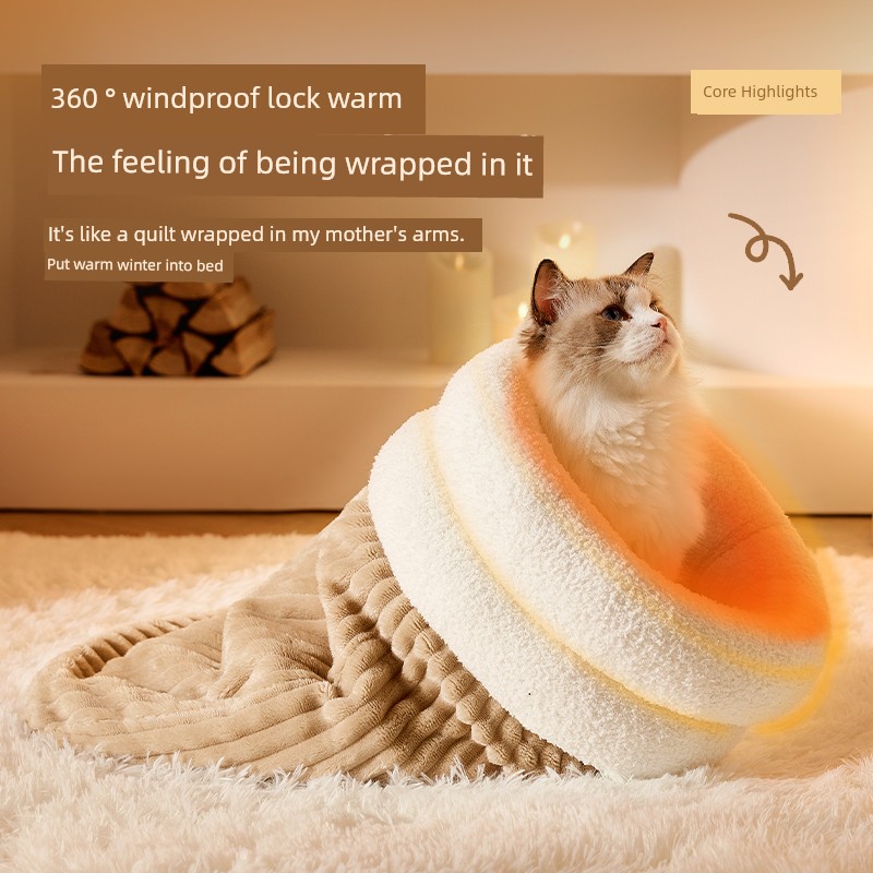 Sleeping Bag Cathouse Doghouse Winter Heattech Closed Tunnel Winter Cat Bed Pet Supplies Kitten Pet Bed Cat Mat