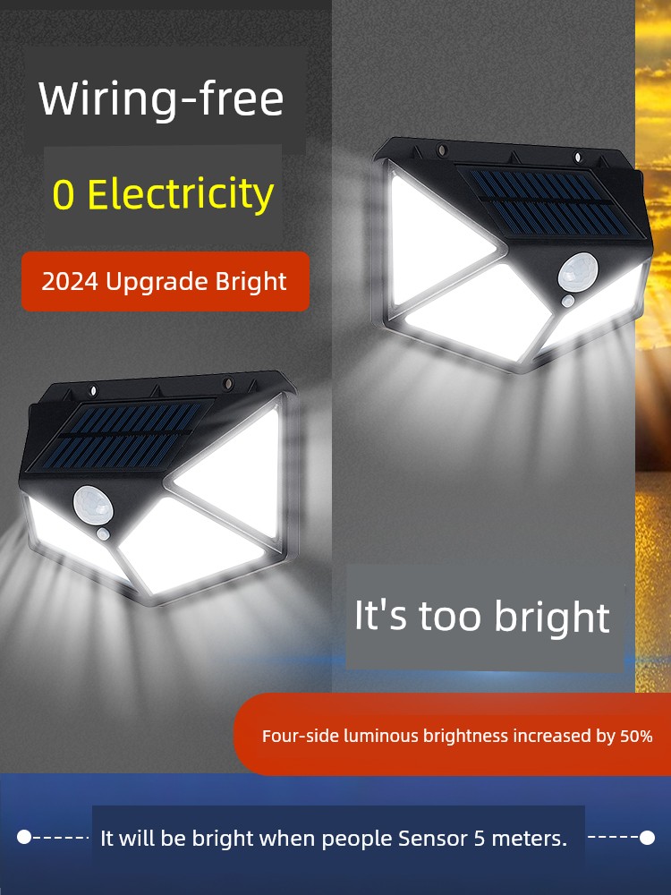 2024 Solar Courtyard Outdoor Household Gate Lighting Sensor Rural Yard Outdoor Balcony Waterproof Wall Lamp